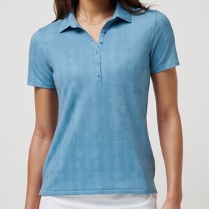 Travis Mathew Smoke Blue Fitted Short Sleeve Feather Weight Active Polo Women M